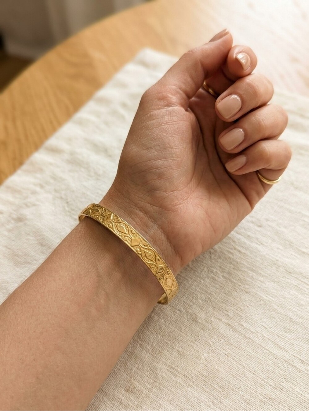 Gold-Tone Engraved Bangle Bracelet - Women